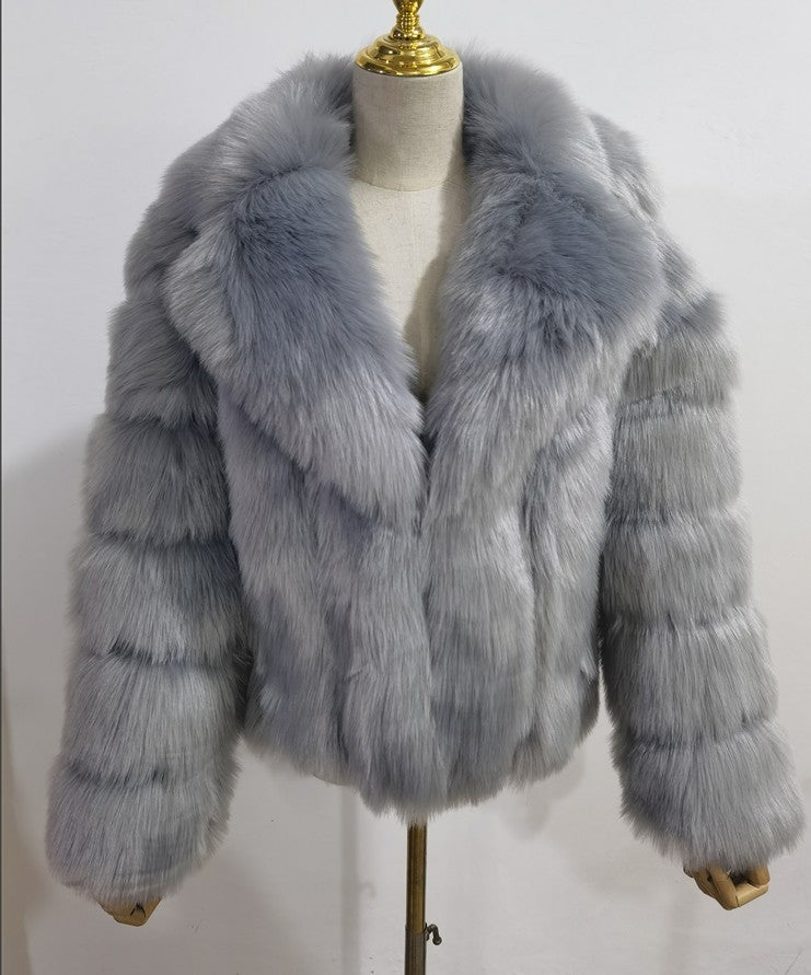 Manteau femme en fausse fourrure effet renard – Élégance & chaleur