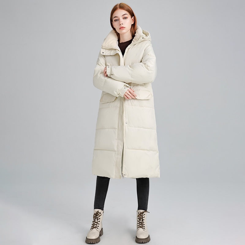 Veste long et chaud pour femme – Rembourré en coton, coupe ample, longueur genoux