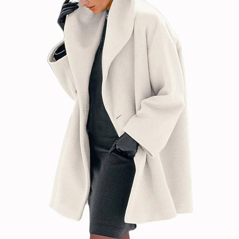 Manteau long grande taille à capuche – Effet laine, coupe oversize, parfait pour l’automne et l’hiver