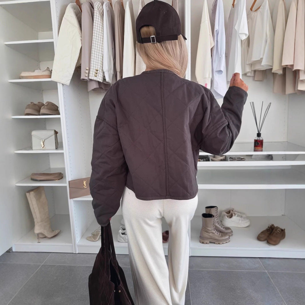 Veste chic à carreaux losange – Confort et style pour l’hiver