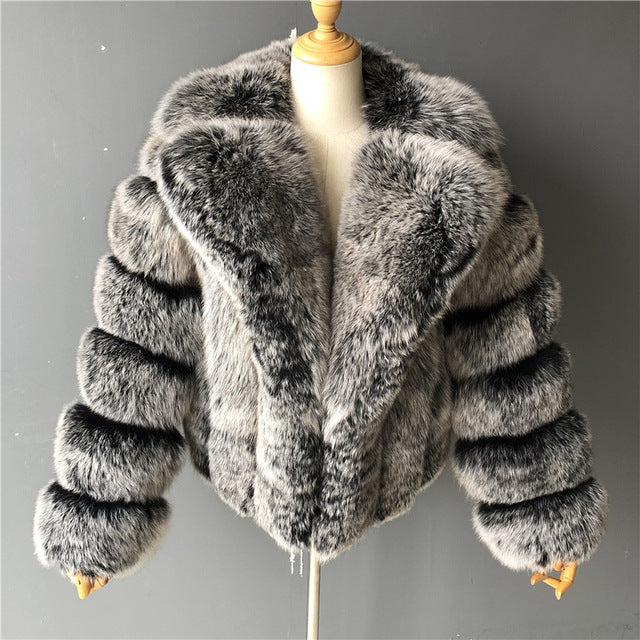Manteau femme en fausse fourrure effet renard – Élégance & chaleur