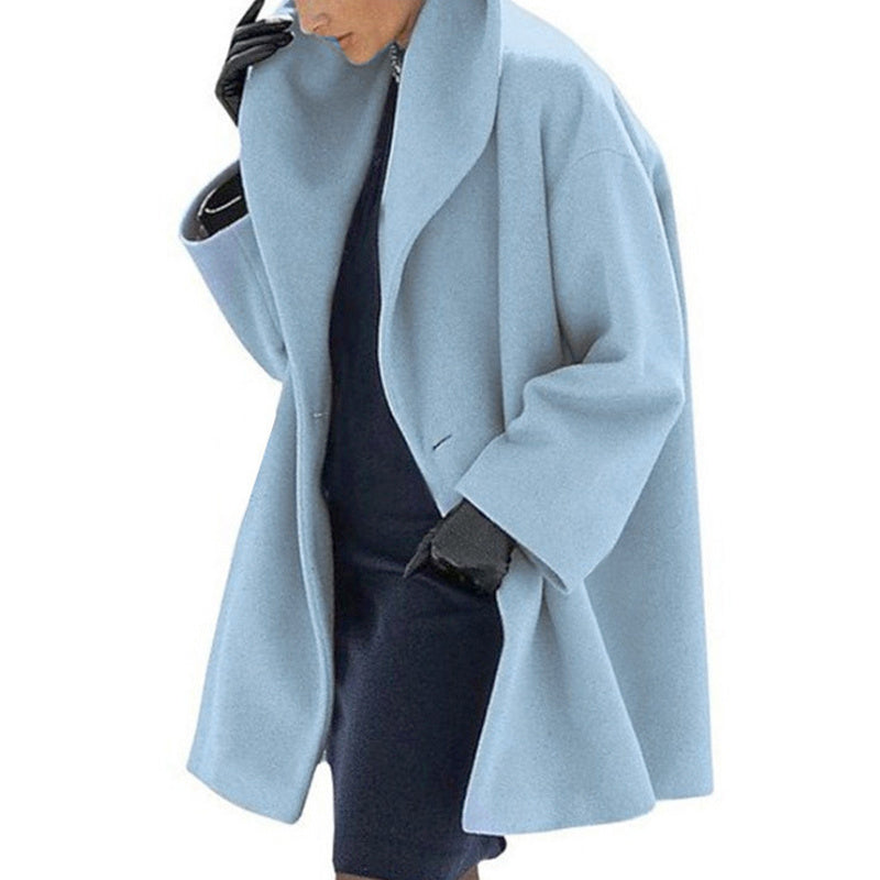 Manteau long grande taille à capuche – Effet laine, coupe oversize, parfait pour l’automne et l’hiver