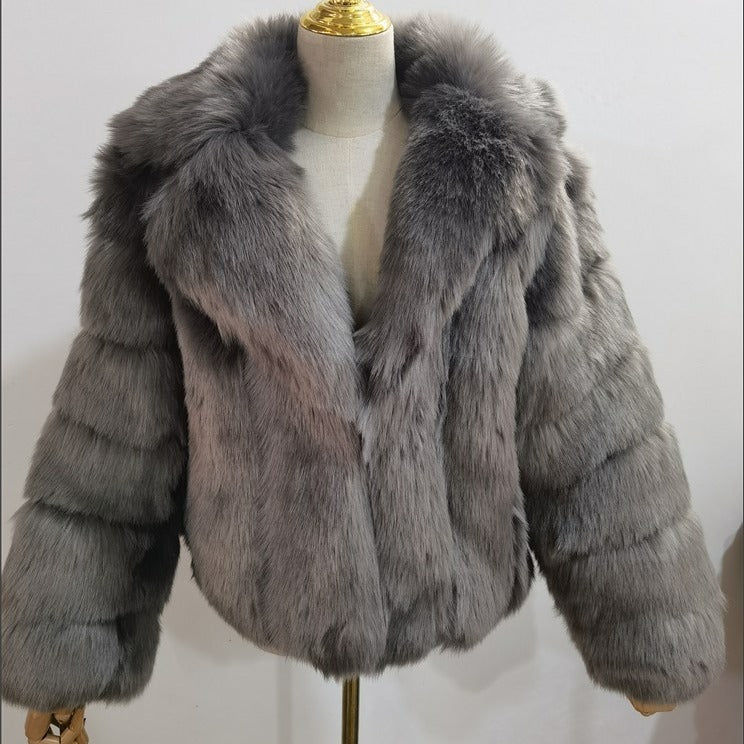 Manteau femme en fausse fourrure effet renard – Élégance & chaleur