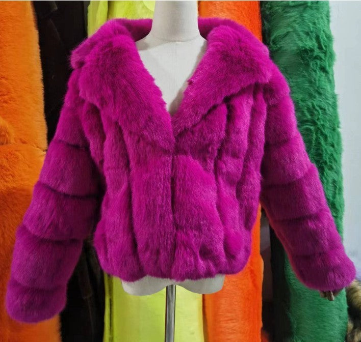 Manteau femme en fausse fourrure effet renard – Élégance & chaleur