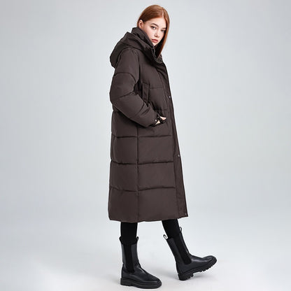 Veste long et chaud pour femme – Rembourré en coton, coupe ample, longueur genoux