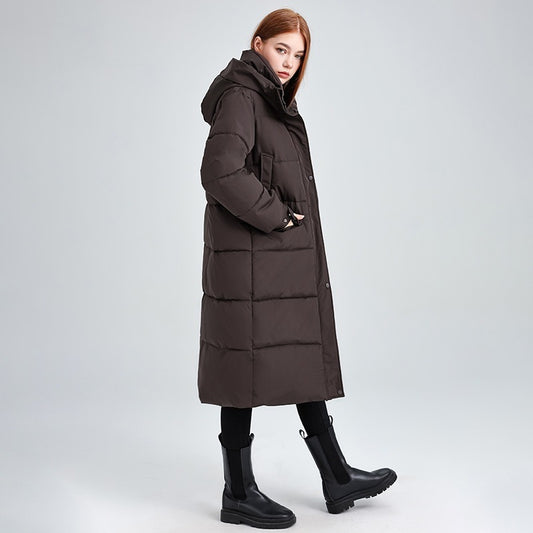 Veste long et chaud pour femme – Rembourré en coton, coupe ample, longueur genoux