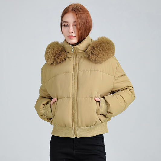 Veste Femme à Capuche avec Col en Fourrure – Élégance et Chaleur au Quotidien