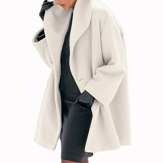 Manteau long grande taille à capuche – Effet laine, coupe oversize, parfait pour l’automne et l’hiver