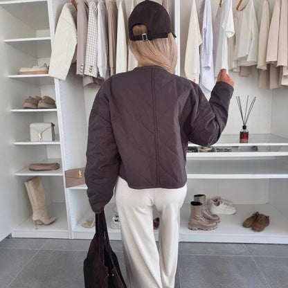 Veste chic à carreaux losange – Confort et style pour l’hiver