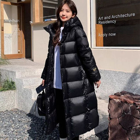 Veste Long Noir en Duvet – Élégance & Chaleur