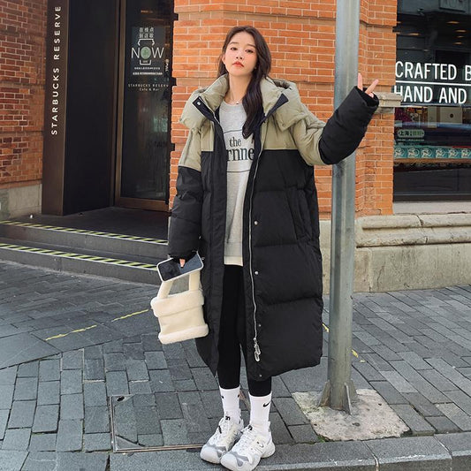 Veste matelassée mi-longue à empiècements contrastés – Coupe ample et style moderne